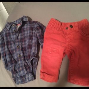 NB Carters pants and onesie flannel.